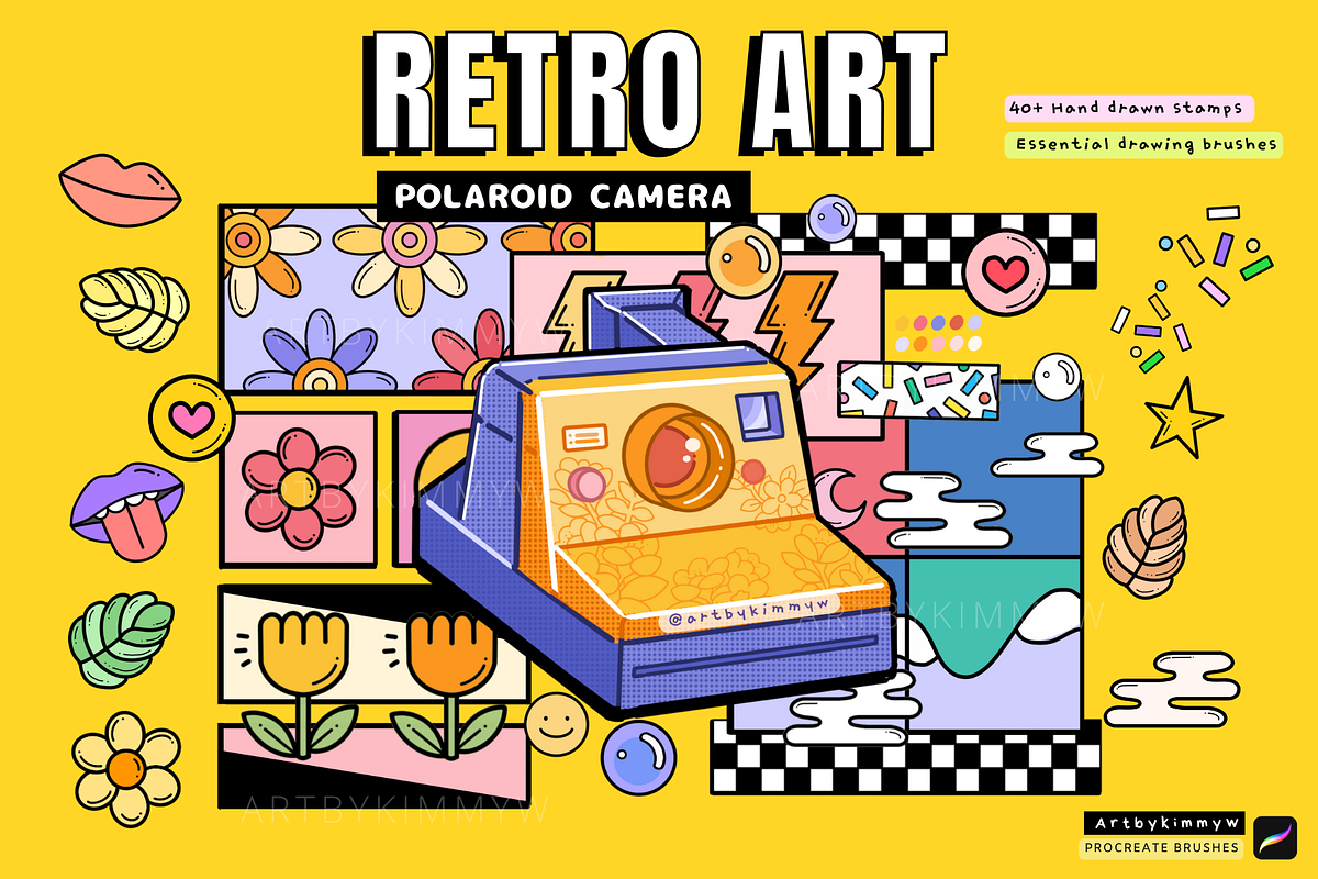 Procreate Retro Camera Stamp Pack, a Brush Add-On by Artbykimmyw (Photo 1 of 7)