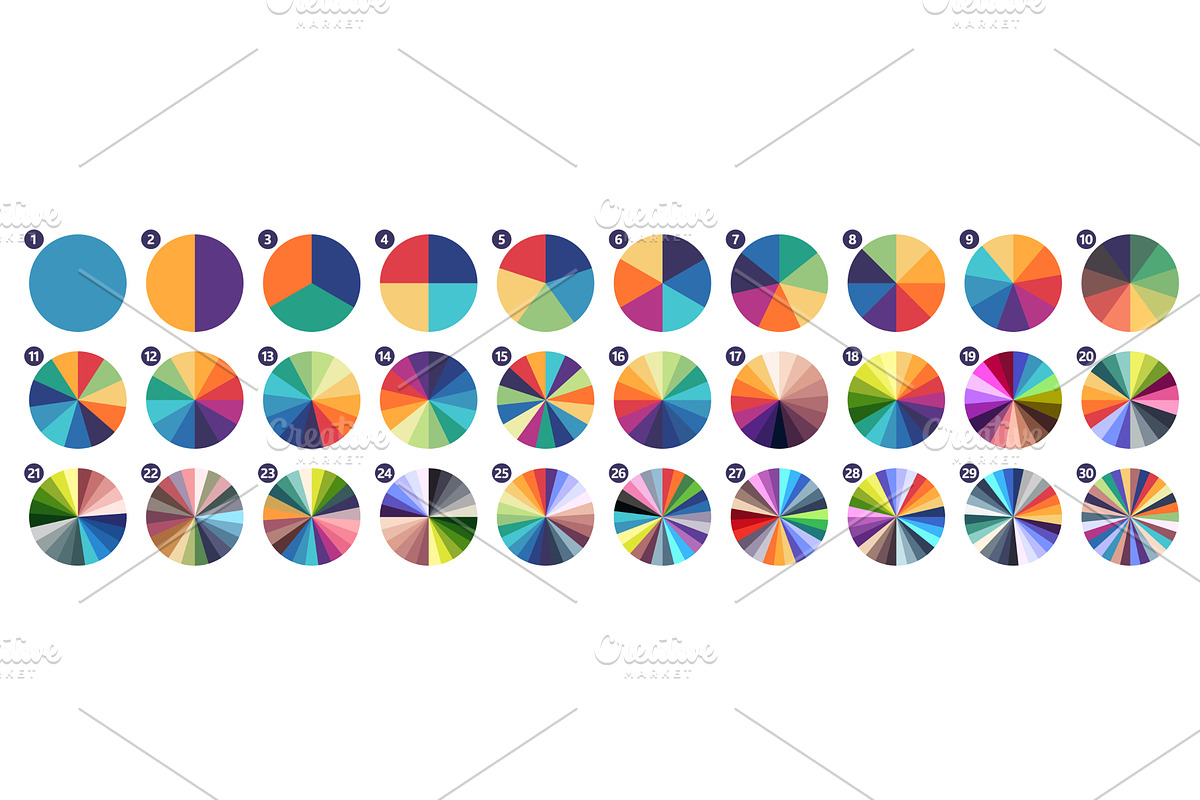 Color segmented circles. Circular, an Illustration by winwin.art