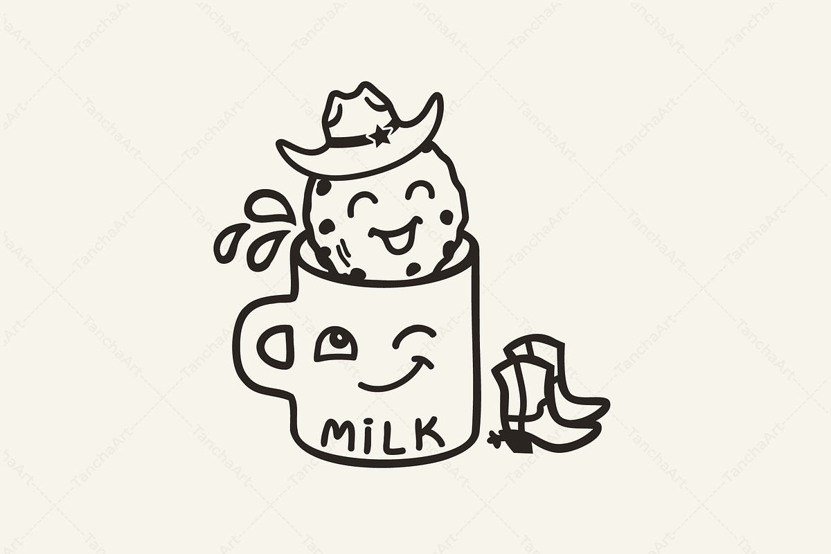 Cowboy Cookie Clipart Funny Milk SVG, a Graphic by TanchaArt (Photo 4 of 10)