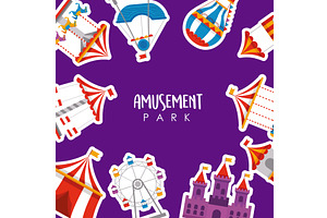 amusement park icons frame, an Object Illustration by studiogstock