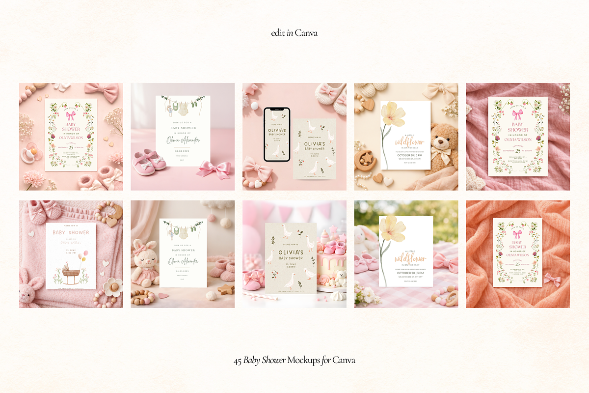 Baby Shower Invitation Mockups Canva, an Advertising Mockup by Matisse Studio (Photo 7 of 9)