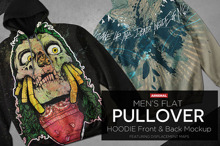 Men's Flat Pullover Hoodie Mockups