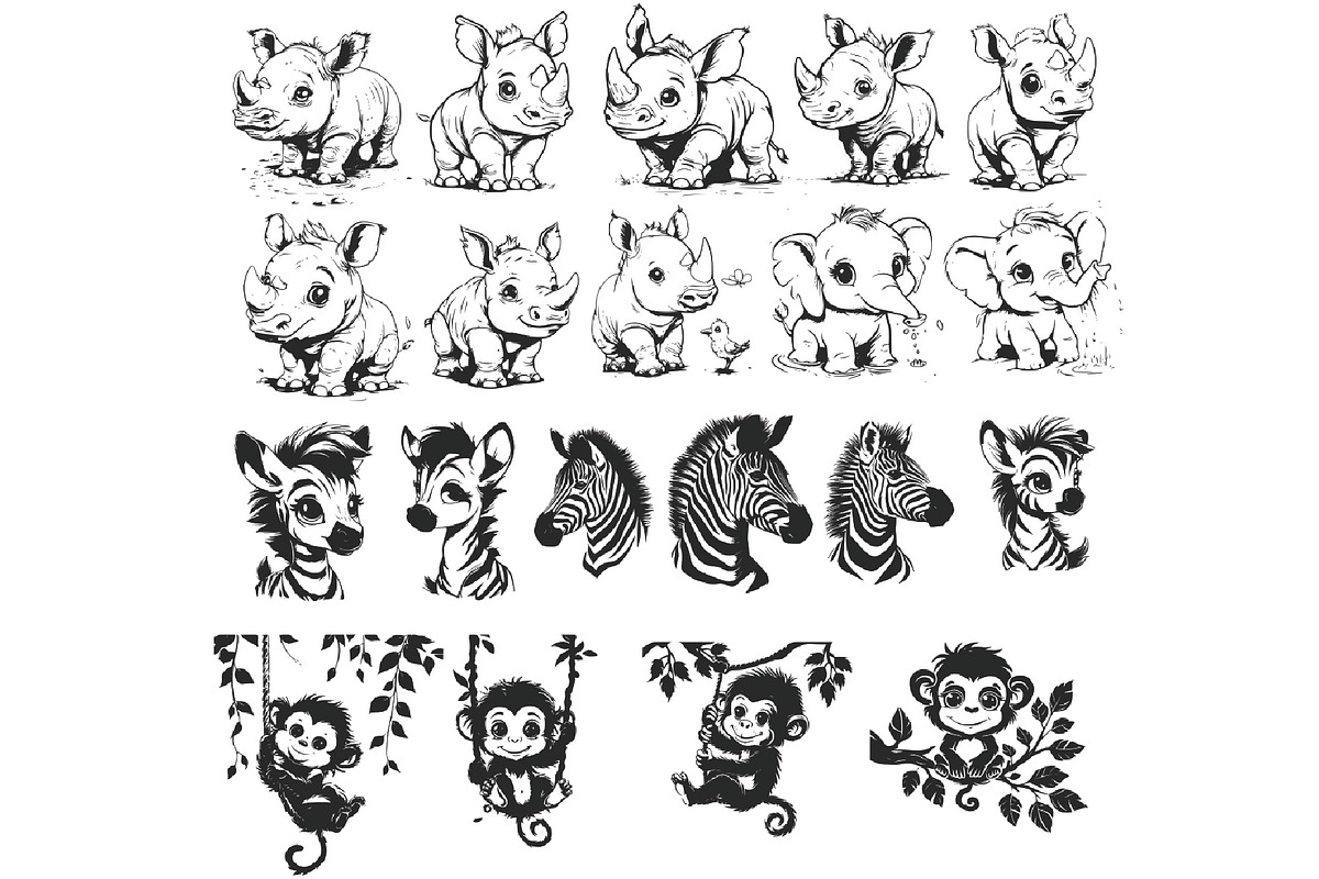 100+ Cute Safari Animals SVG Bundle