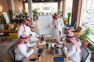 Saudi Business Team Working Together
