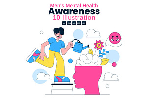 10 Men's Mental Health Awareness, a Healthcare Illustration by denayunebgt