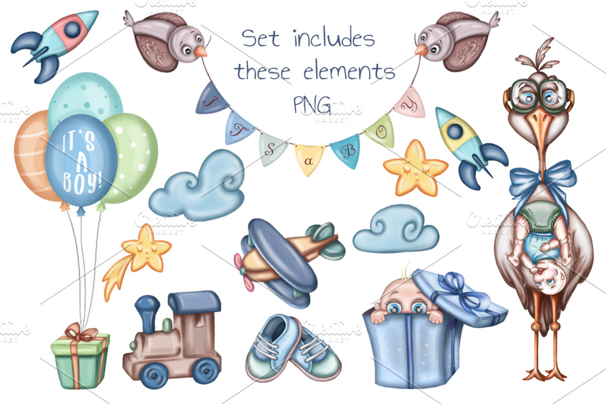 Boy's Collection baby shower kit, a Decorative Illustration by artdreamer (Photo 2 of 6)