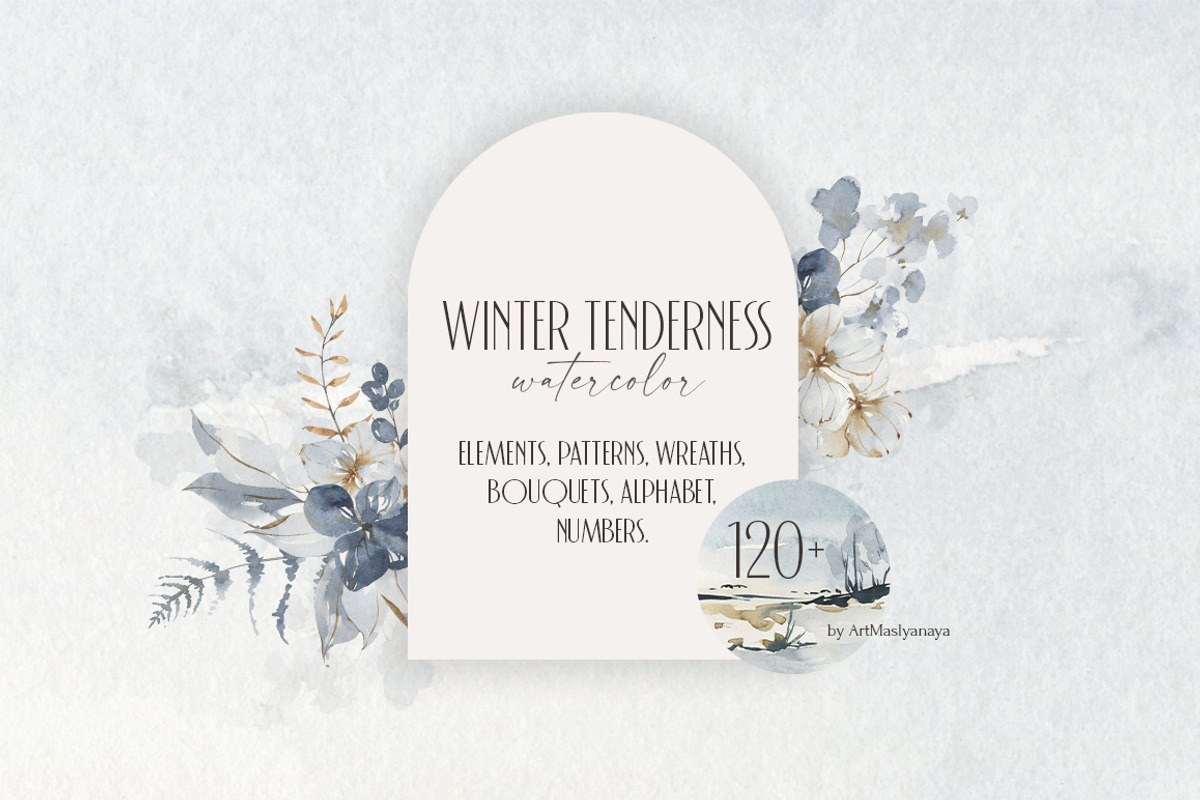 Watercolor clipart Winter tenderness, an Object Illustration by ArtMaslyana (Photo 1 of 10)