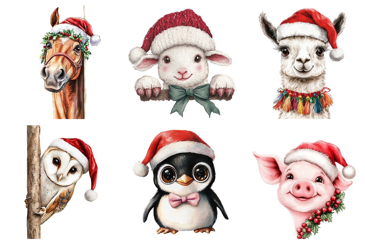 Quirky Christmas Animal Peeking Clip, a Seasonal Illustration by designcity5 (Photo 5 of 5)