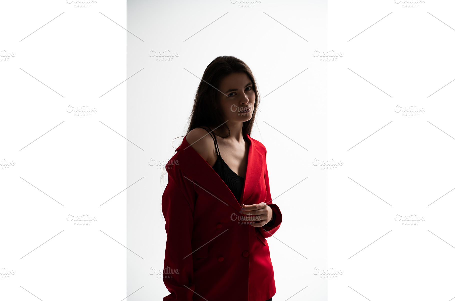 Stylish woman posing wearing an open, a Person Photo by volodymyrshtun13795