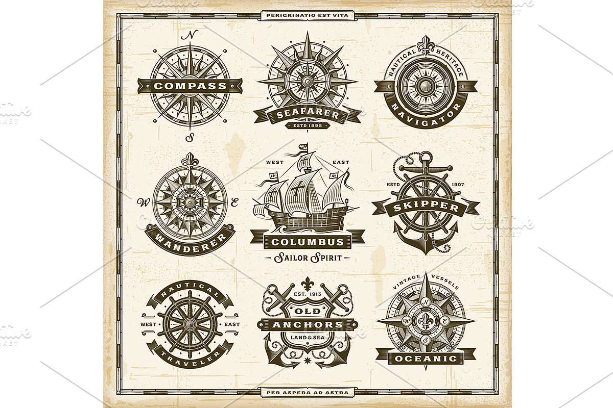 Vintage Nautical Labels Collection, a Texture Illustration by Retro Graphics (Photo 2 of 2)