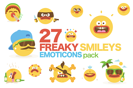 Cartoon Freaky Smiley Emoticons Pack