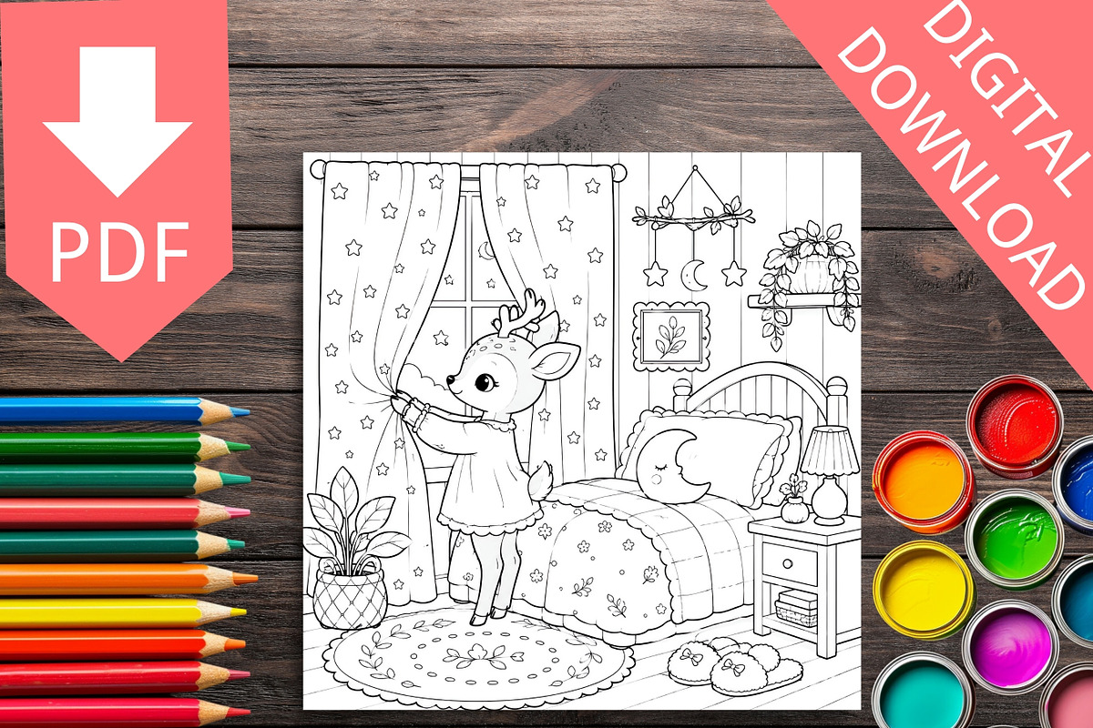 Cozy Bedtime Animal Coloring Page, a Brochure Template by LA Design (Photo 5 of 10)
