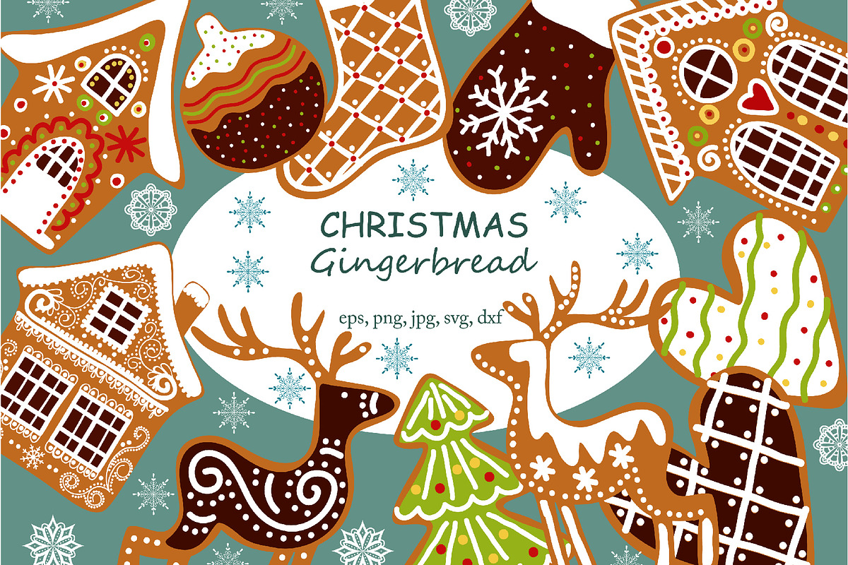 Christmas gingerbread clip-art, an Object Graphic by KupalinaArt (Photo 1 of 8)