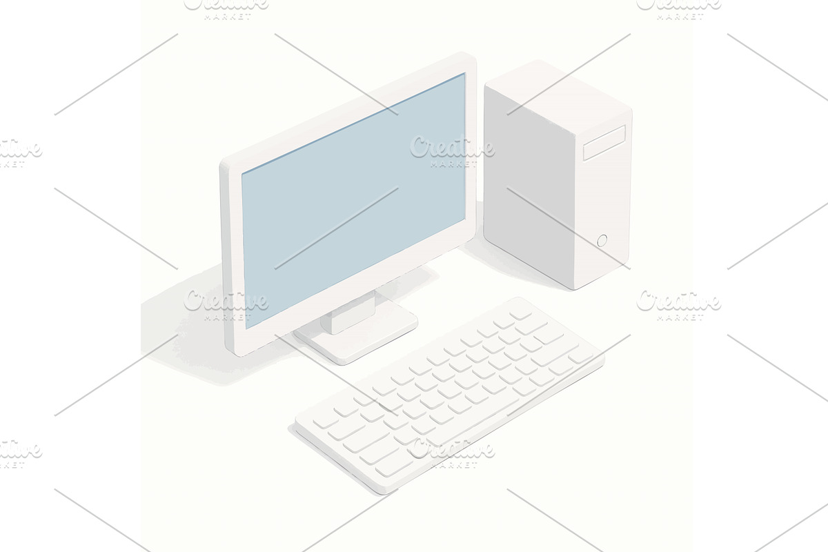 Isometric Desktop Computer Setup, a Technology Illustration by AlexArt