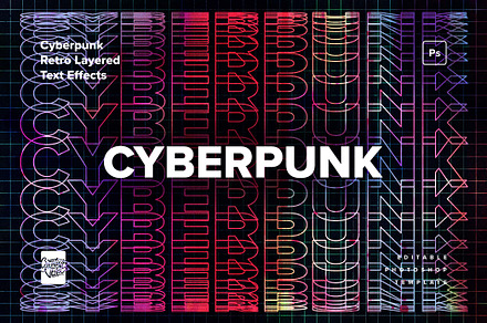 Cyberpunk Retro Layered Text Effects