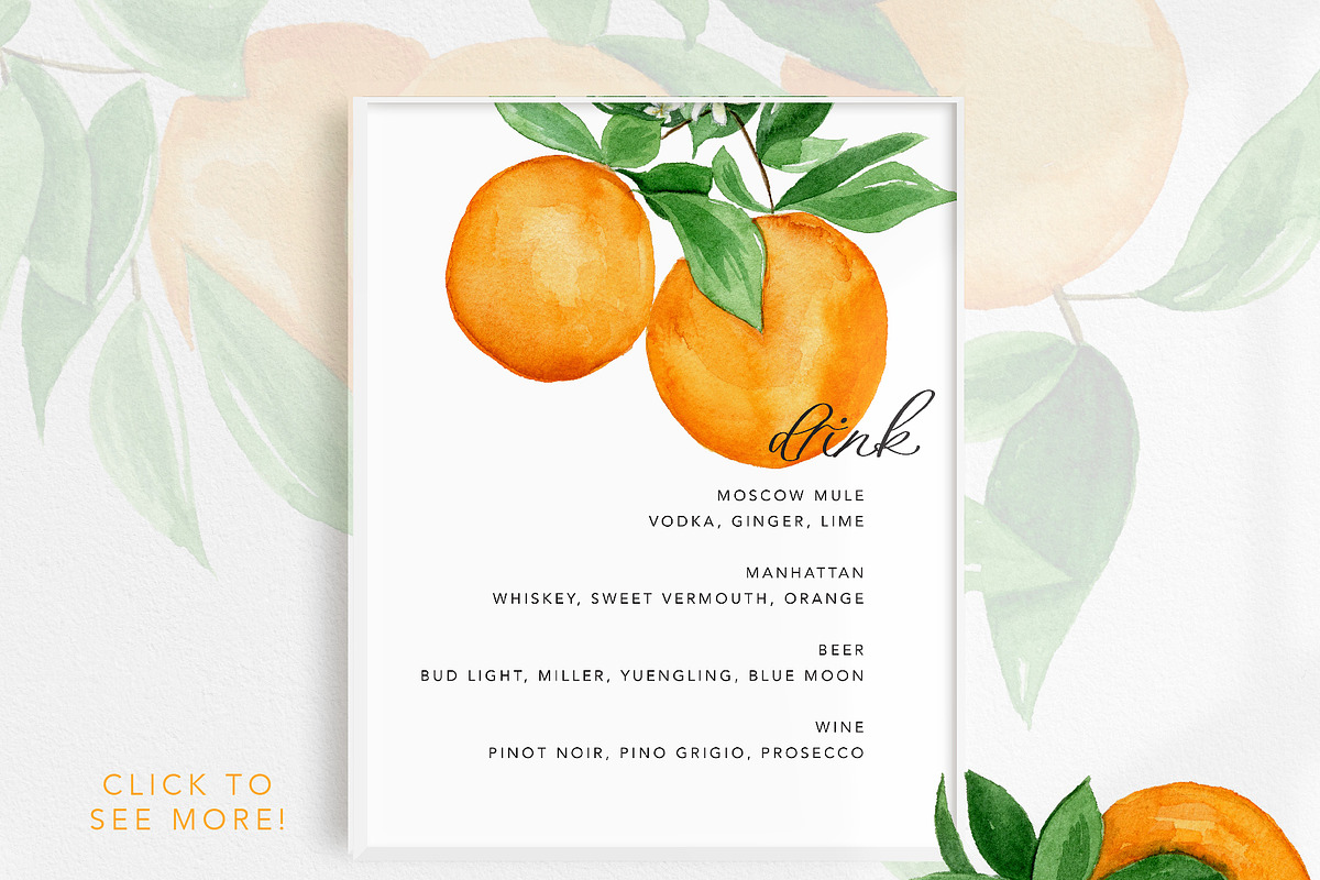 Juicy Watercolor Orange Collection, an Illustration by One and Only Paper (Photo 4 of 8)