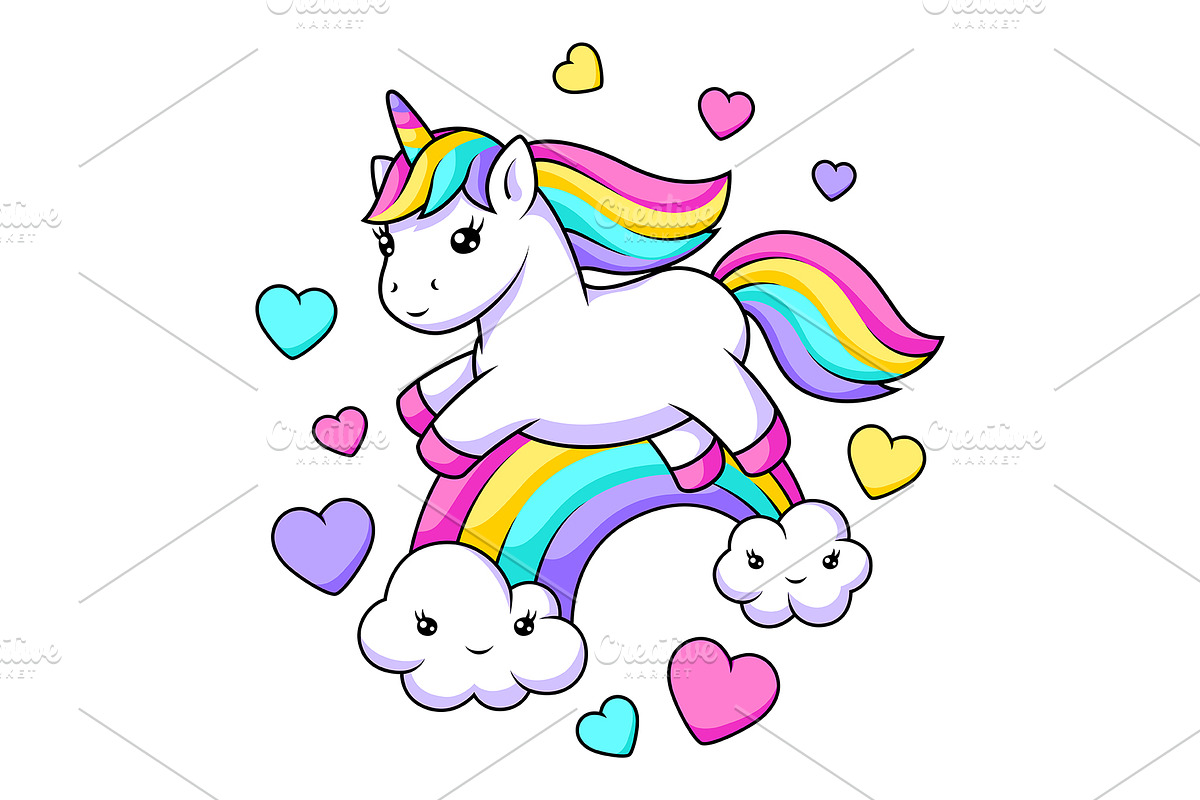 Print with unicorn., an Animal Illustration by incomible