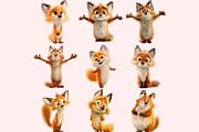 Funny Fox Clipart PNG Bundle, a Graphic by M9 Design (Thumbnail 3 of 9)