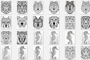 100 Animals Coloring Pages for Adult, an Animal Illustration by Blue Digital Studio (Thumbnail 5 of 7)
