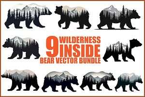 Wilderness Bear Double Exposure Set, an Illustration by musafir_fashion