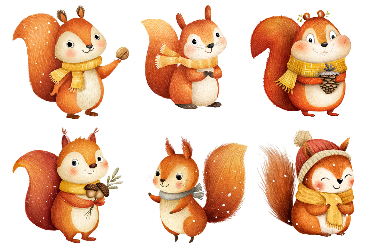Winter Squirrel Clipart, an Illustration by Designworld (Photo 3 of 4)