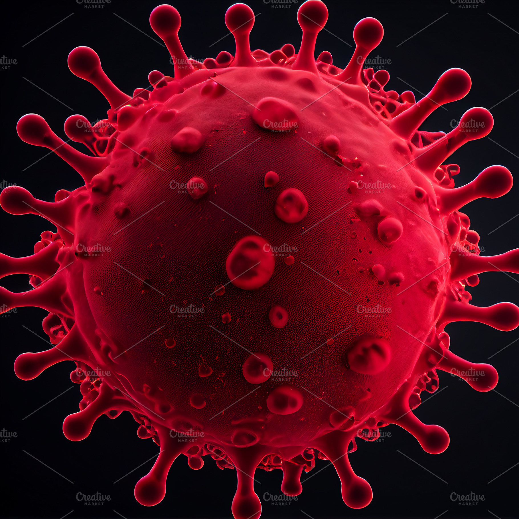 Microscopic view of floating influenza virus cell., a Photo by Grafvision photography