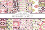 Pink and Green Aztec Digital Paper, a Texture Graphic by Avenie Digital (Thumbnail 1 of 4)