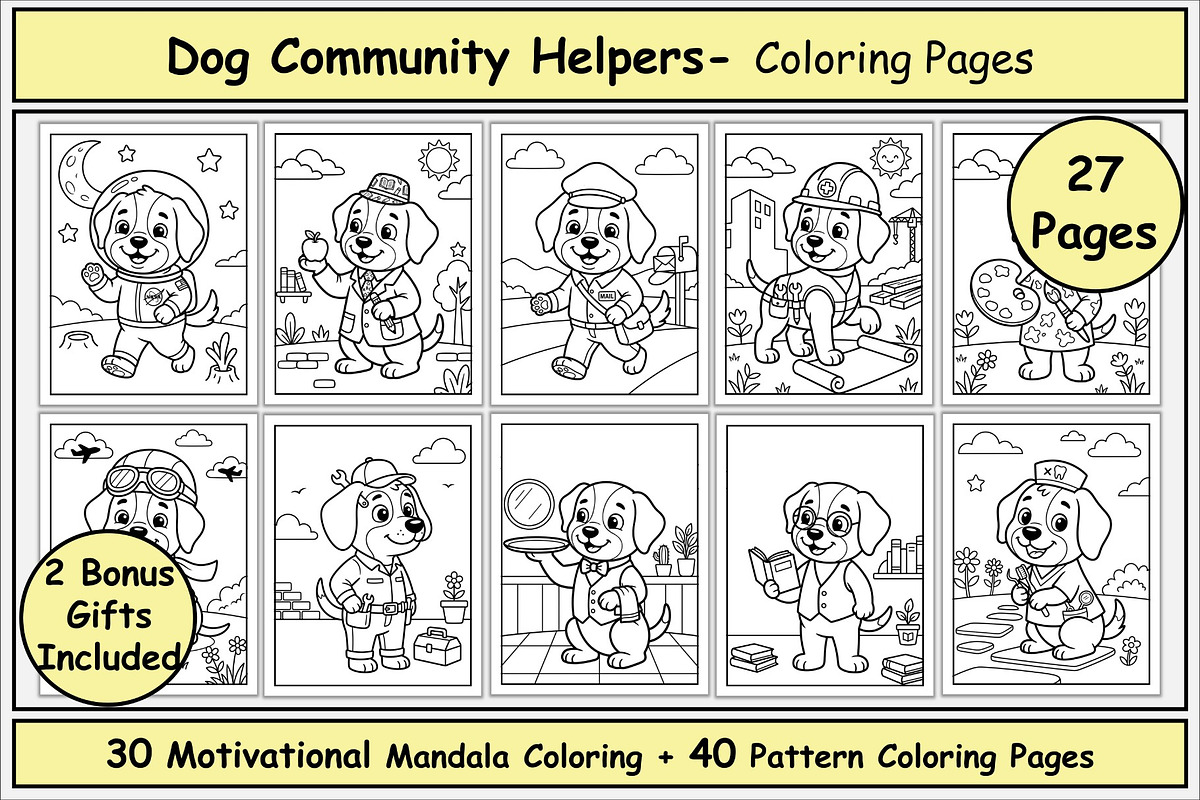 Dog Jobs & Careers Coloring Pages, an Animal Illustration by Lamia Emad (Photo 1 of 5)