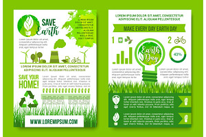 Earth Day Infographics Vector Green Energy Concept