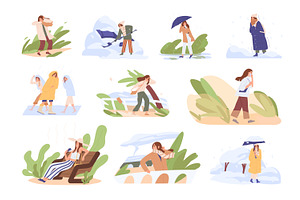 Abnormal weather conditions set, a Person Illustration by Good Studio