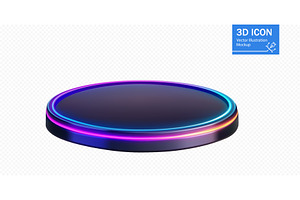 Circular podium with vibrant neon, an Object Illustration by ZinetroN