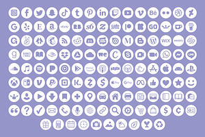 White Circle Social Media Icons Set