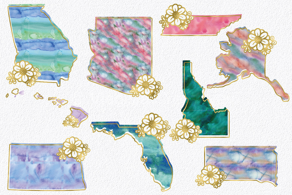 50 States Sublimation Clipart Bundle, an Illustration by OldMarket Designs (Photo 3 of 12)