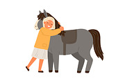 Cute children with ponies set, an Animal Illustration by Good Studio (Thumbnail 2 of 7)