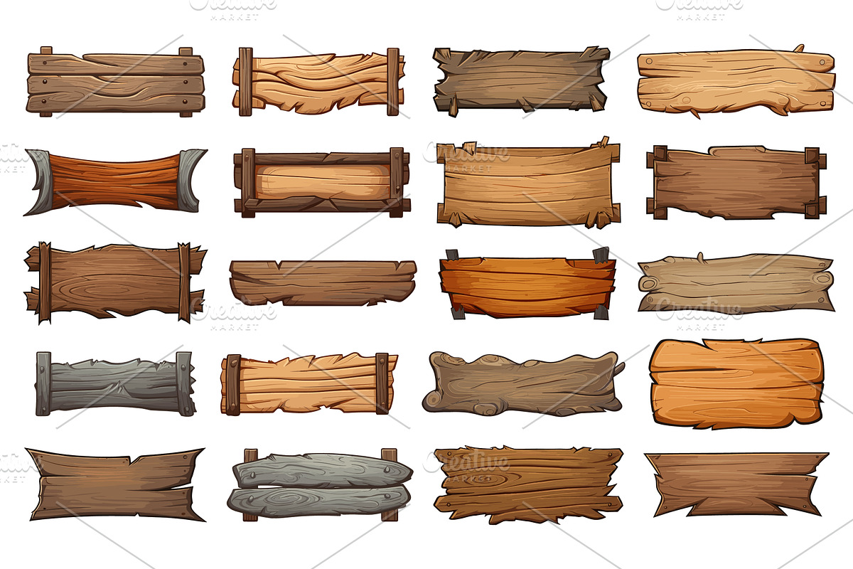 Cartoon wood blank banners. Empty, an Object Illustration by LadadikArt