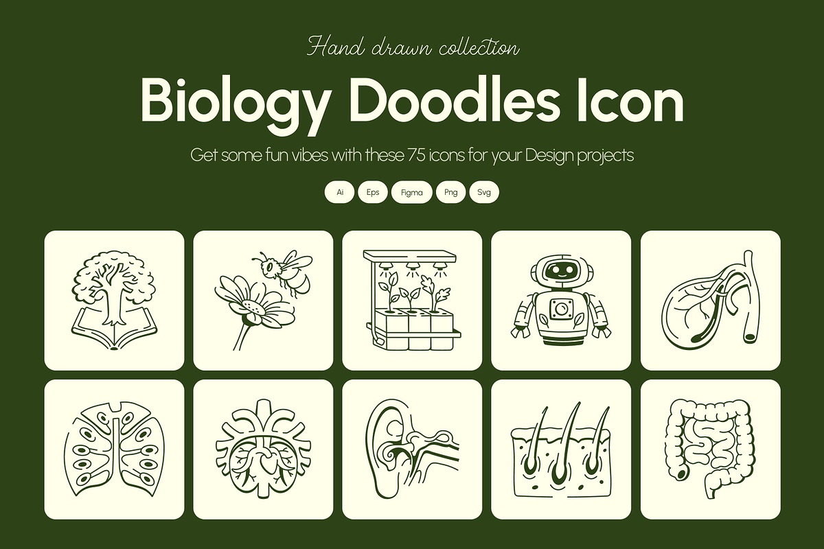 Biology Doodles Icon Pack, an Outline Icon by Vectors Market (Photo 1 of 7)