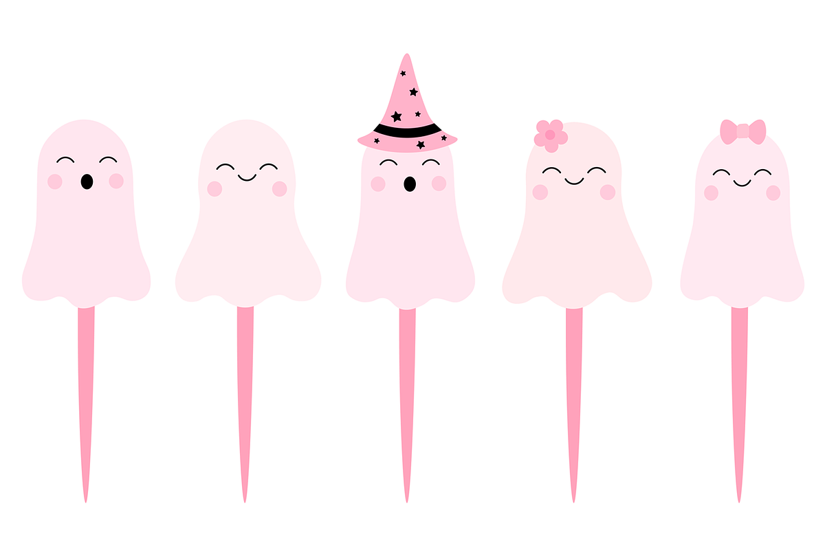 Halloween Pink Ghost Cake Topper, an Illustration by IrinaShishkova (Photo 2 of 2)