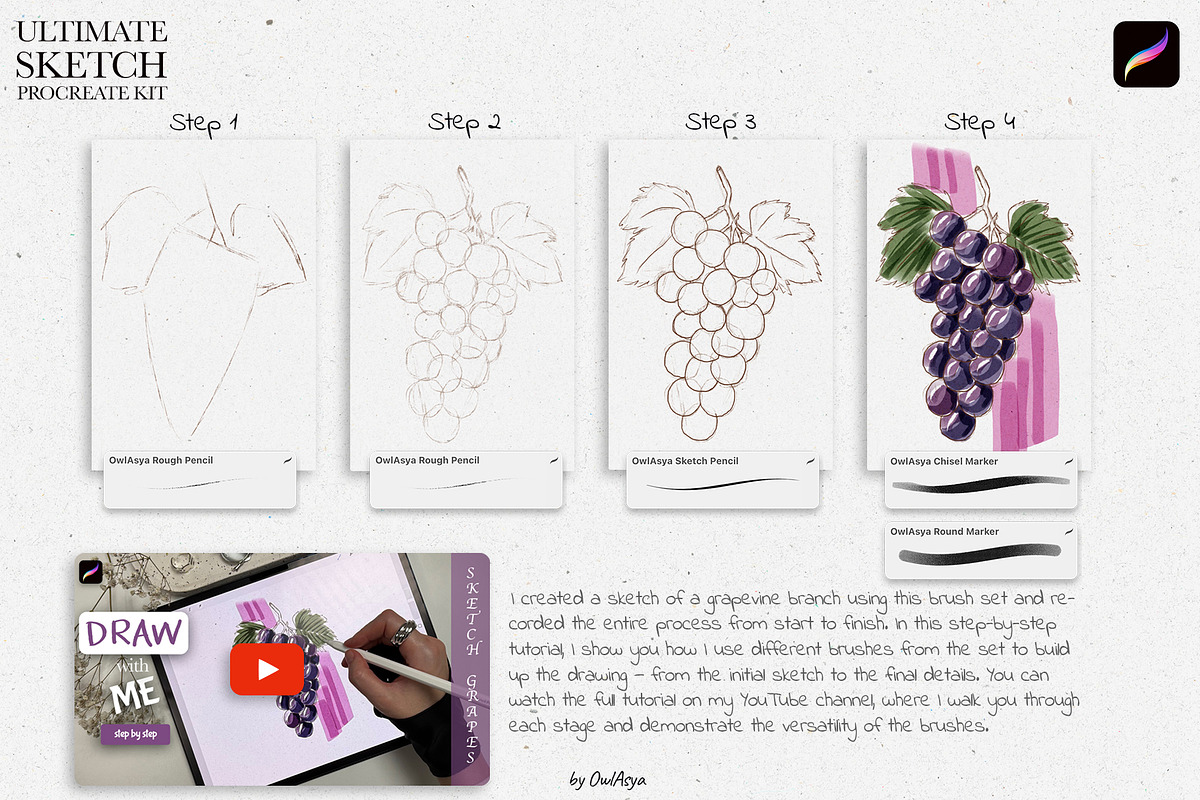 Ultimate Sketch Procreate Brushes, a Brush Add-On by owlasya (Photo 4 of 6)