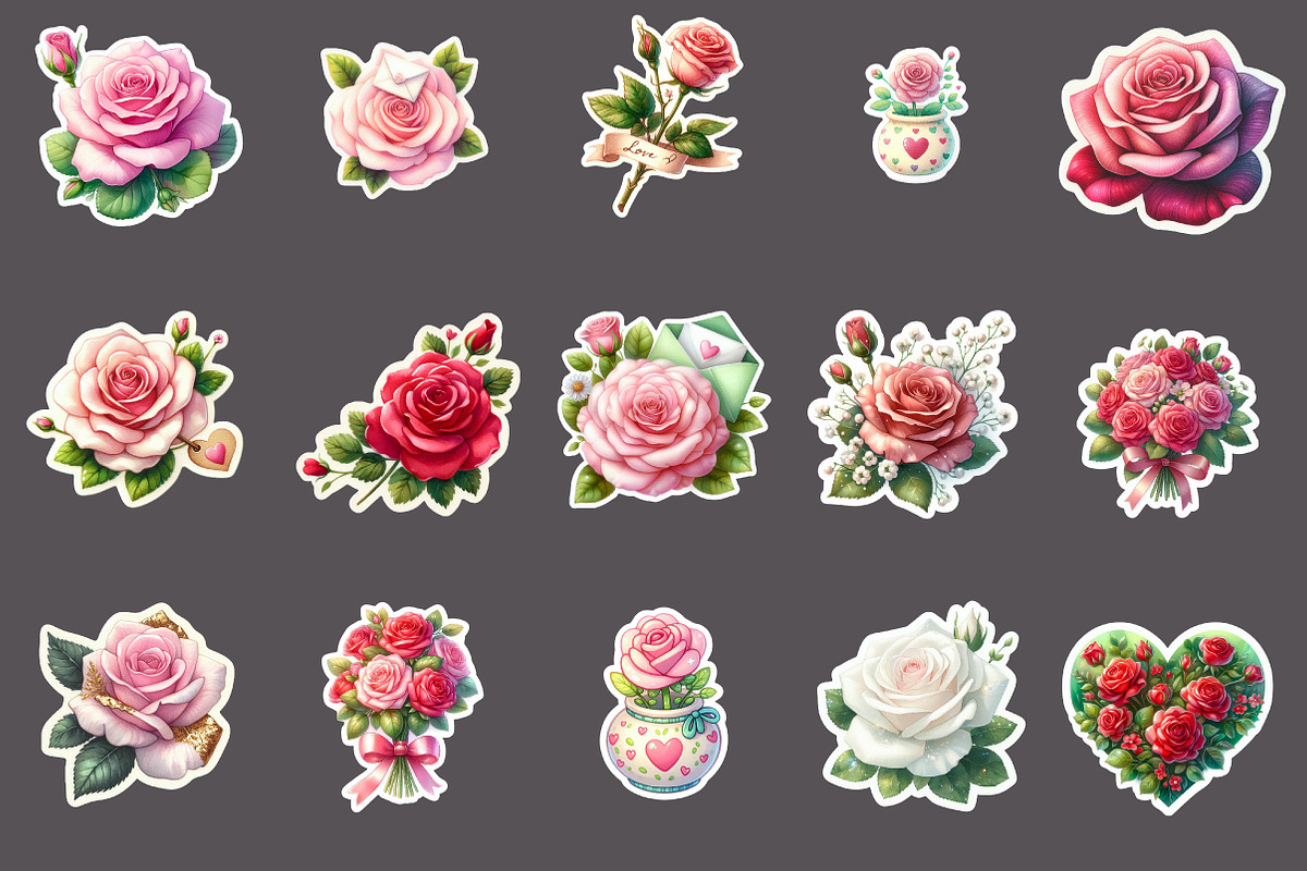 Valentine Rose Sticker clipart, an Illustration by Designworld (Photo 2 of 3)