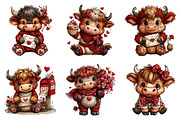 Valentine’s Day Highland Cow Clipart, an Illustration by Dream Creation (Thumbnail 5 of 8)
