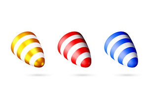 Set of three 3d colorful party hat., an Object Illustration by Abscent
