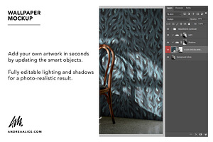 Wallpaper Mockup With Wooden Chair