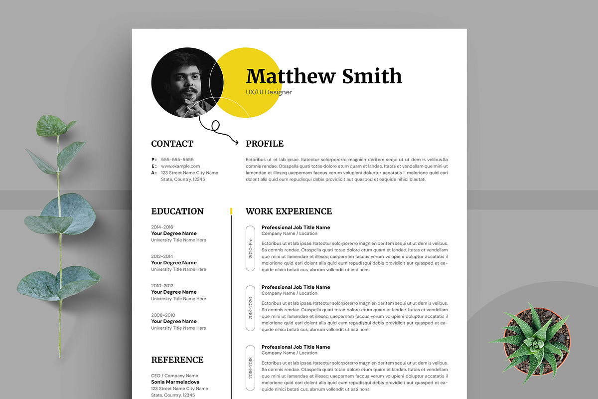 Modern Resume CV Template Design, a Resume Template by PixelStudio (Photo 3 of 7)