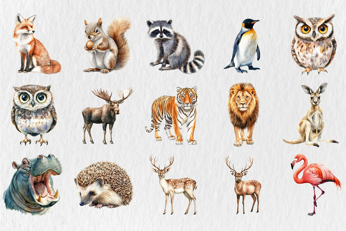 Watercolor Wildlife Nature Animals, an Animal Illustration by Rose Art (Photo 2 of 4)