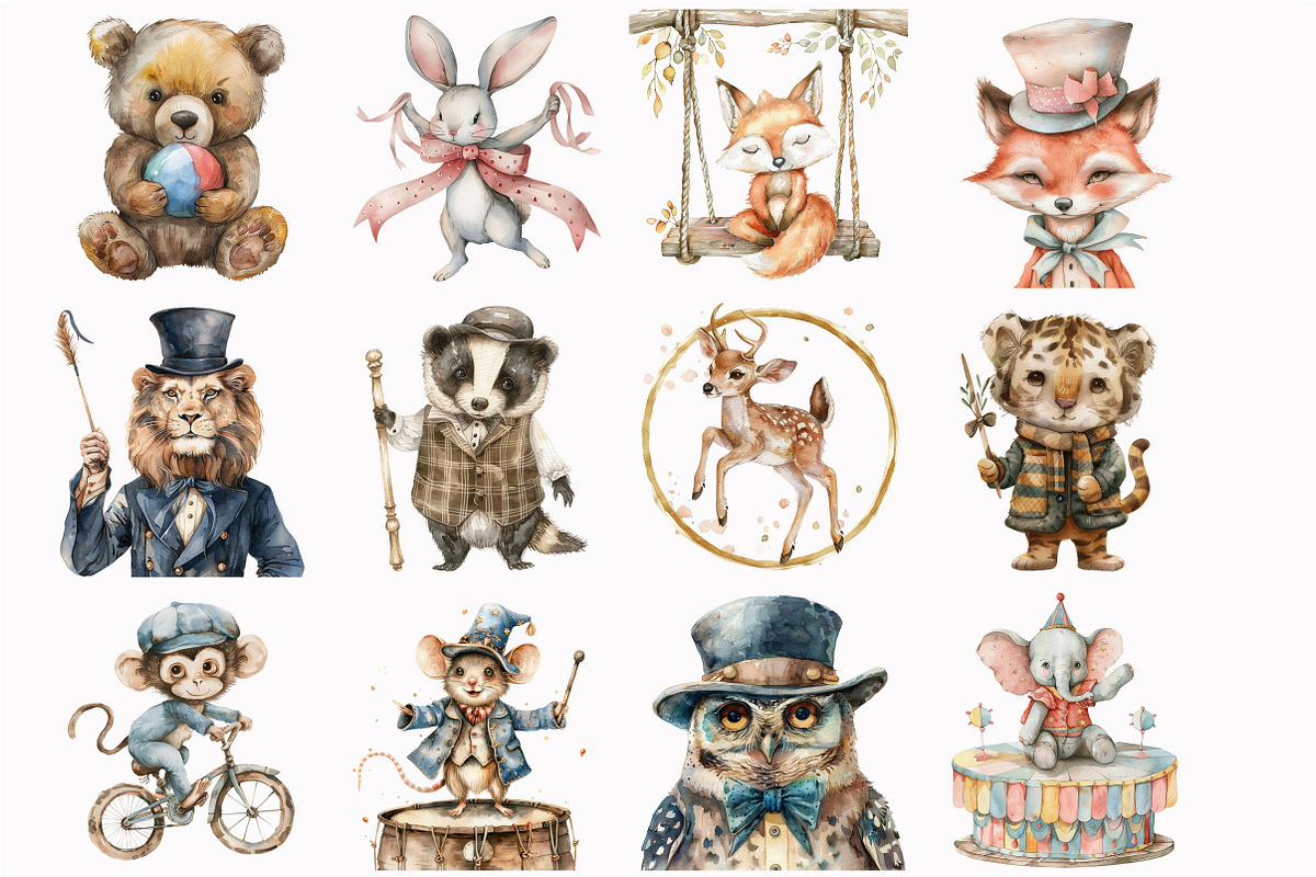 Pastel Circus Animals Clipart, an Illustration by Design Market (Photo 4 of 5)