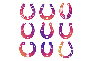 Horse Shoe Icons Isolated On White