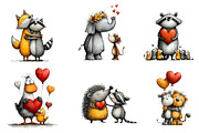 Valentine's Day Animal Couple Clipar, an Illustration by CreationArt (Thumbnail 4 of 5)