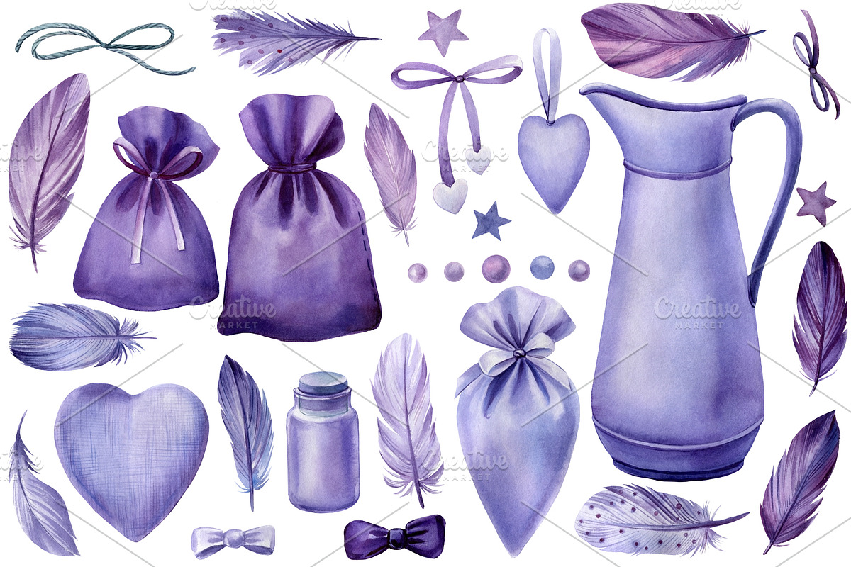 Lavender flowers watercolor, clipart, a Food Illustration by Hanna Hryharenka (Photo 2 of 17)