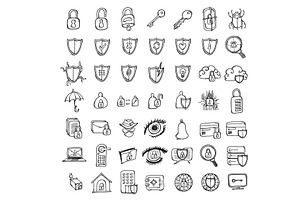 49 Security Hand Drawn Doodle Icons