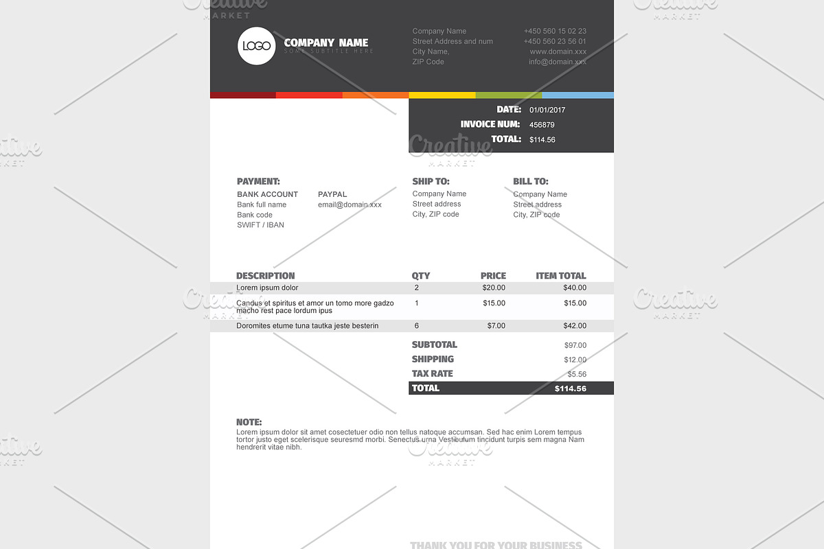 Vector invoice template, a Stationery Template by Orson